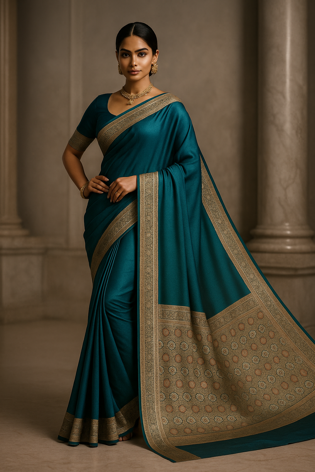 Malai Silk Saree with Banarasi Silk Blouse" clearly states both fabrics