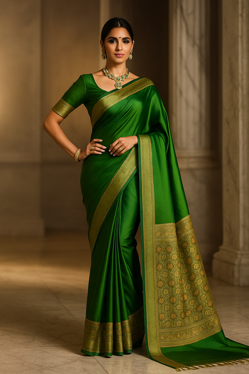 Malai Silk Gadwal Saree with Banarasi Silk