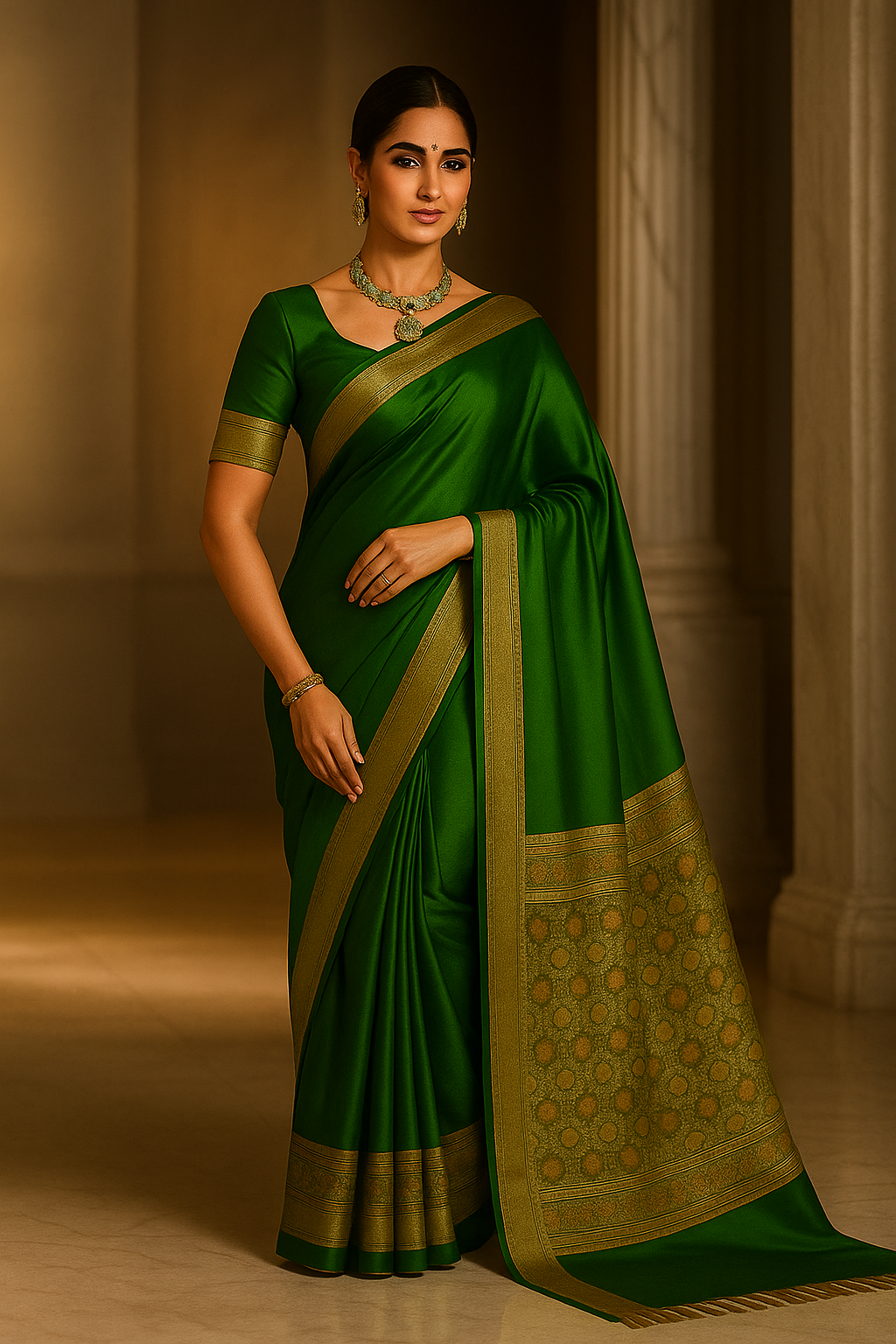 Malai Silk Gadwal Saree with Banarasi Silk