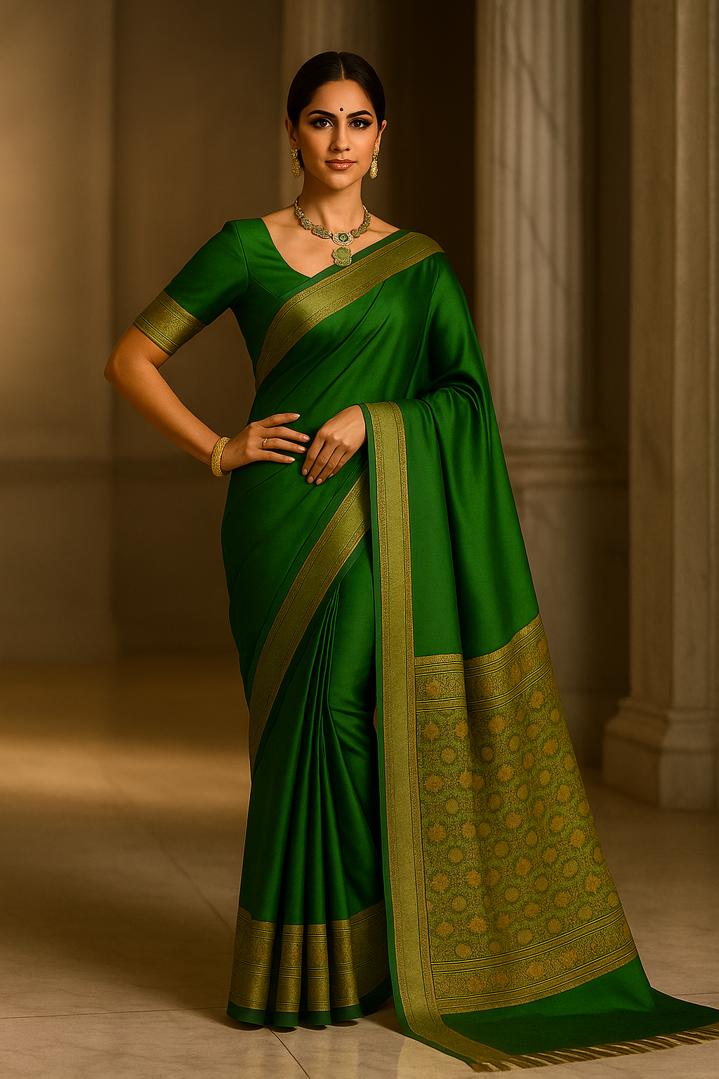 Malai Silk Gadwal Saree with Banarasi Silk