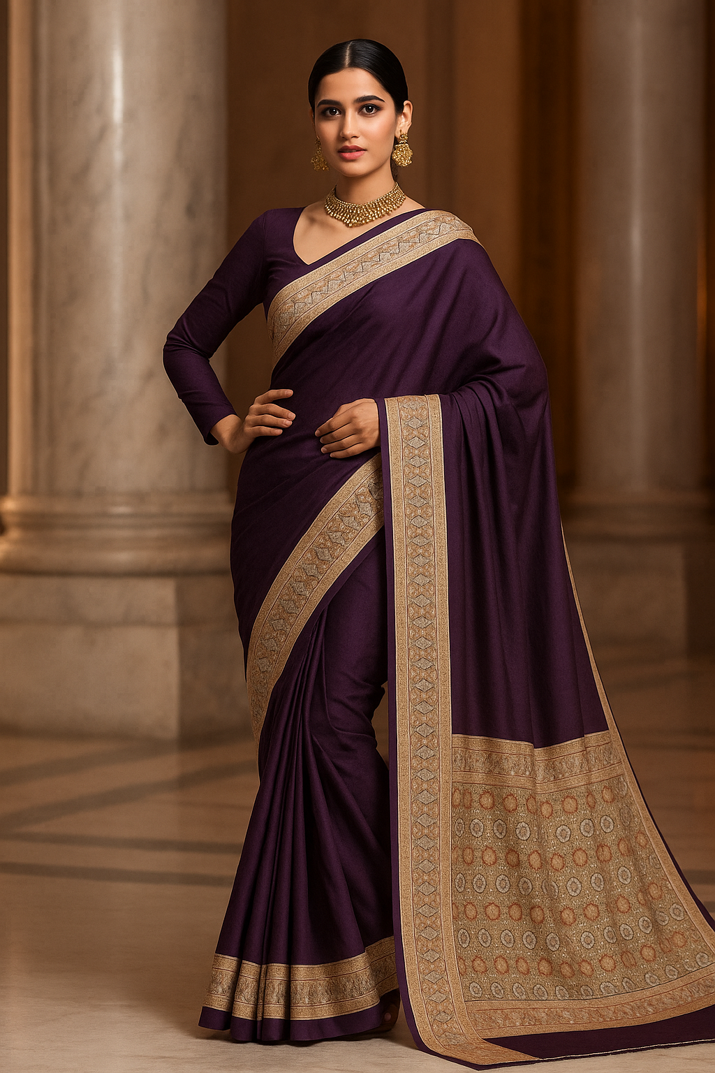 Malai Silk Saree with Banarasi Silk Blouse" clearly states both fabrics
